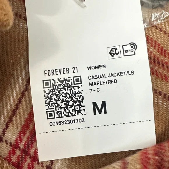 Forever 21 Plaid fleece Button-Up oversized Jacket size medium BNWT - Picture 5 of 10